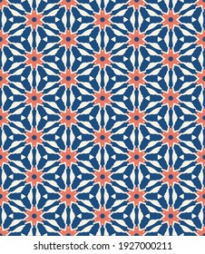 
Abstraktes, geometrisches, nahtloses Muster in floraler Form. Blume, vintage Hintergrund. Design für Textilien, Gewebe, Innenausstattung, Deckel, Drucke. 
Vektorgrafik. 