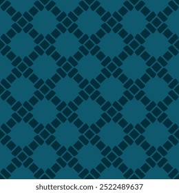 motif géométrique harmonieux floral Abstrait. Ornement simple d'Image vectorielle de couleur vert sarcelle foncé. Texture d'arrière-plan style rétro avec silhouettes florales, grille, treillis, maille. Conception géographique subtile et répétée