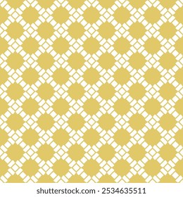 Abstract floral geometric seamless pattern. Simple golden vector ornament. Retro style background texture with floral silhouettes, grid, lattice, mesh. Luxury gold repeated geo design for decor, print