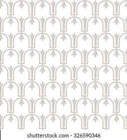 Abstract floral geometric seamless pattern. Vector background. Beige and white texture. Decorative illustration for print, web