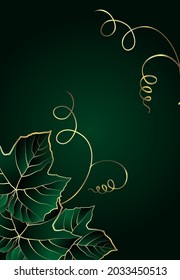 Abstract floral gold pattern on a green background.