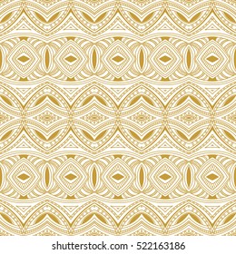 Abstract floral golden color  pattern. Vector seamless geometric doodle hand drawn wallpapers.