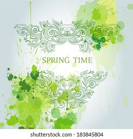 Abstract floral green frame