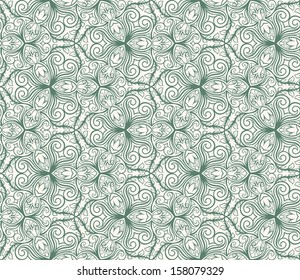 abstract floral green seamless pattern on a beige background. vector illustration 