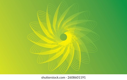Abstract floral green spiral pattern with curves and texture design
