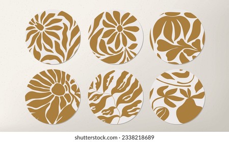 Abstract floral groovy poster Y2K. Modern trendy minimalist style. Hand drawn for wallpaper, wall decor, fabric, postcard, cover, template, banner.