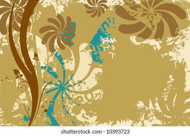Abstract floral grunge background-vector file