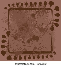 Abstract floral Grunge frame element. No Gradients.