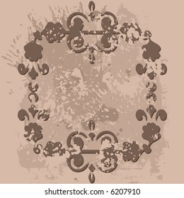 Abstract floral Grunge frame element. No Gradients.