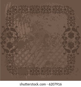 Abstract floral Grunge frame element. No Gradients.