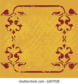 Abstract floral Grunge frame element. No Gradients.