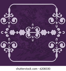 Abstract floral Grunge frame element. No Gradients.