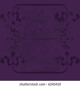 Abstract floral Grunge frame element. No Gradients.
