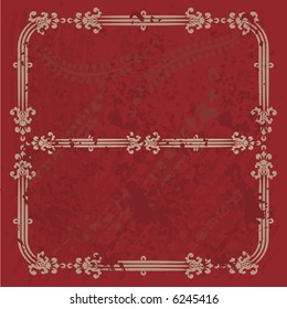 Abstract floral Grunge frame element. No Gradients.