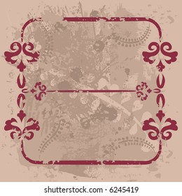 Abstract floral Grunge frame element. No Gradients.