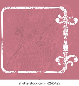 Abstract floral Grunge frame element. No Gradients.