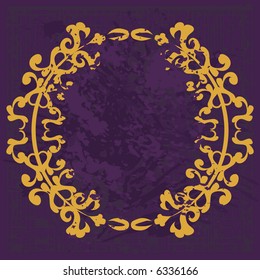 Abstract floral Grunge frame element. No Gradients.