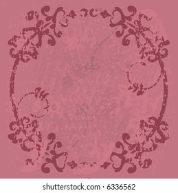 Abstract floral Grunge frame element. No Gradients.