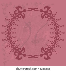 Abstract floral Grunge frame element. No Gradients.