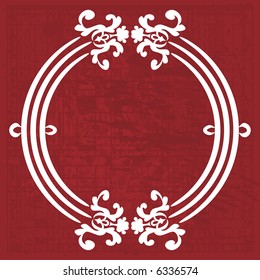 Abstract floral Grunge frame element. No Gradients.