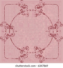 Abstract floral Grunge frame element. No Gradients.