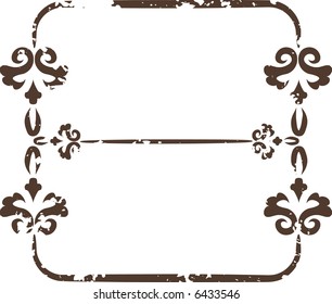 Abstract floral Grunge frame element. No Gradients.