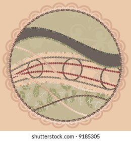 Abstract floral Grunge frame element. No Gradients.