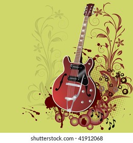 Abstract floral grunge guitar,background