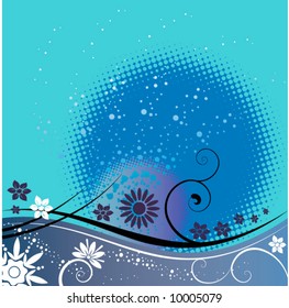 An abstract floral grunge vector background with space for text