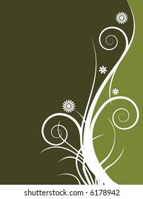 An abstract floral grunge vector background with swirls