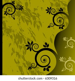 An abstract floral grunge vector background with swirls