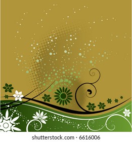 An abstract floral grunge vector background with space for text