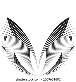 Abstract floral halftone lines background, trendy geometric dynamic creative plant pattern, vector modern design black and white texture.