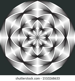 Abstract floral halftone lines background, trendy geometric black and white pattern, sign, symbol, vector modern design texture for card, cover, decorative element.