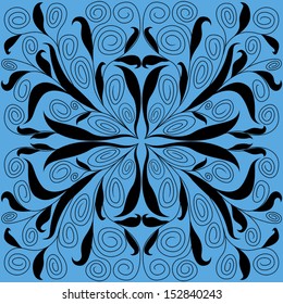 Abstract floral hand drawing vector symmetrical pattern