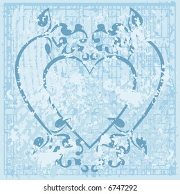 Abstract floral Heart background with natural grunge textures. No Gradients.