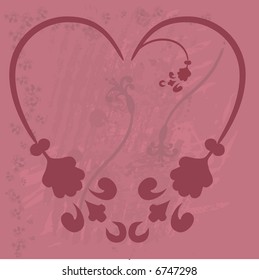 Abstract floral Heart background with natural grunge textures. No Gradients.