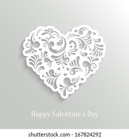 Abstract Floral Heart  Background. Valentine`s Day Card. Trendy Design Template