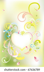 Abstract floral heart card. Illustration vector.