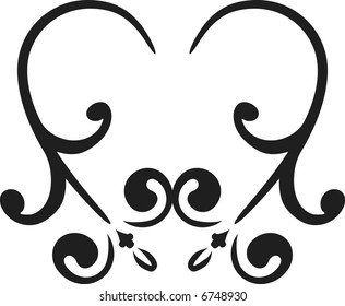 Abstract floral Heart frame element. No Gradients.