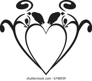 Abstract floral Heart frame element. No Gradients.