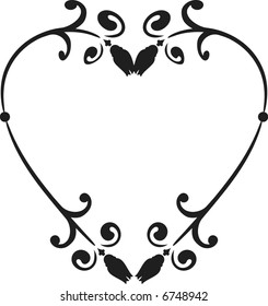 Abstract floral Heart frame element. No Gradients.