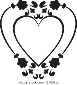 Abstract floral Heart frame element. No Gradients.