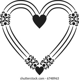 Abstract floral Heart frame element. No Gradients.