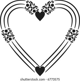 Abstract floral Heart frame element. No Gradients.