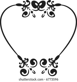 Abstract floral Heart frame element. No Gradients.