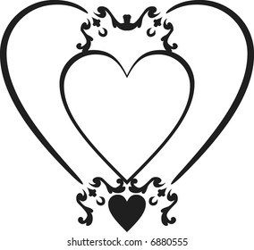 Abstract floral Heart frame element. No Gradients.