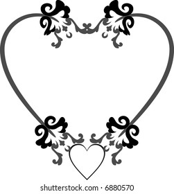 Abstract floral Heart frame element. No Gradients.