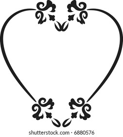 Abstract floral Heart frame element. No Gradients.
