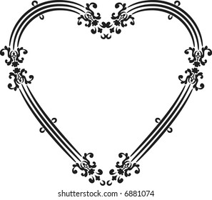 Abstract floral Heart frame element. No Gradients.